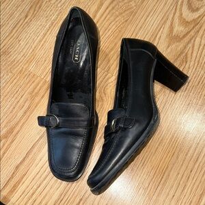 Coach Black Leather Women's Heeled Loafers P410 Kelly